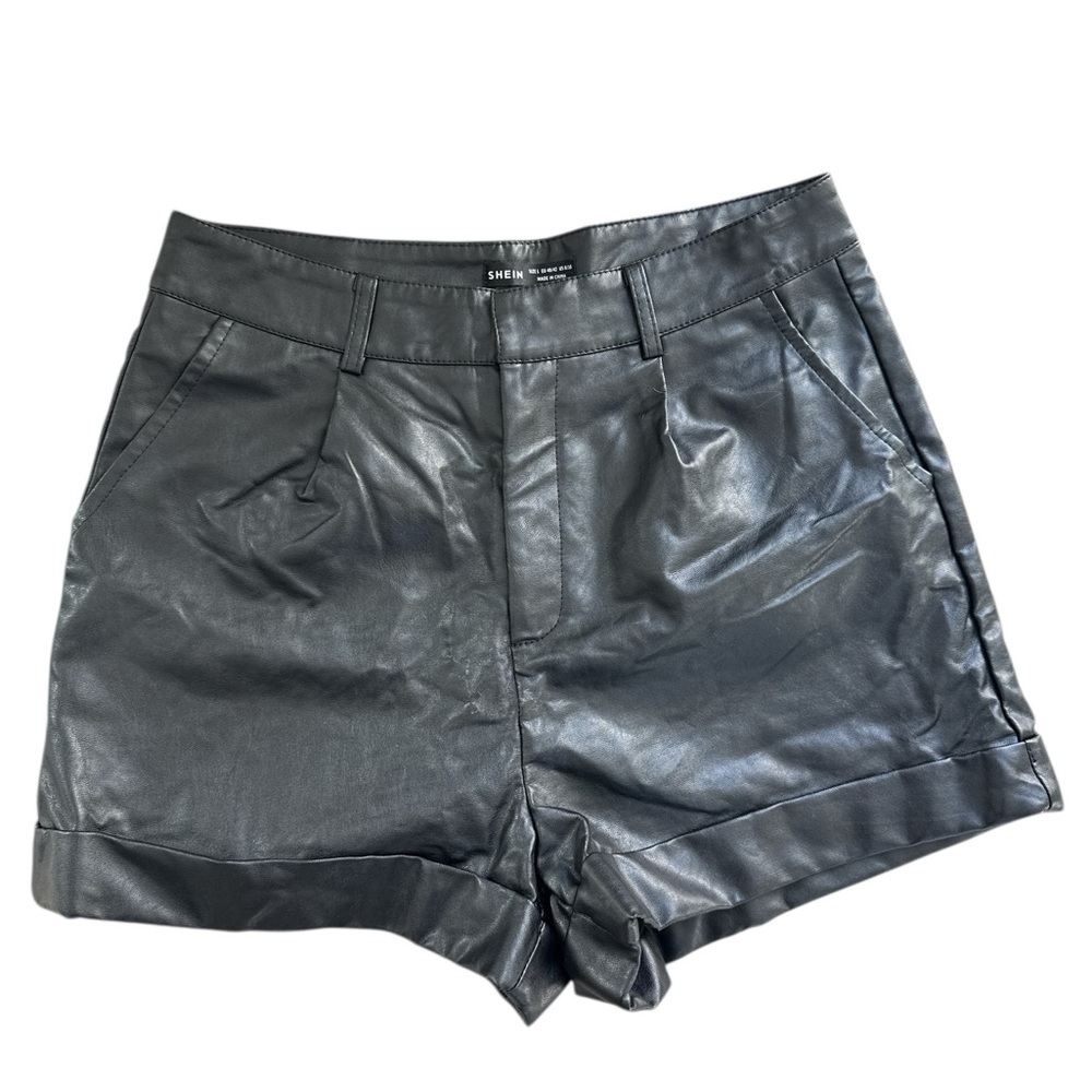 SHEIN High Waist Black Faux Leather Shorts